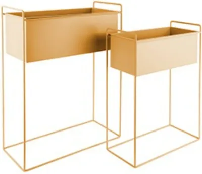 Produktbild von Present Time - Blumentopf Set Essence Straight - Gelb - 51x24x65cm