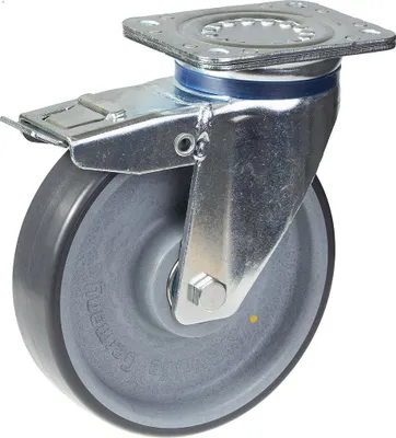 Produktbild von 160mm Lenk-/Bremsrolle mit grauem, elektrisch leitfähigem, thermoplastischem Polyur