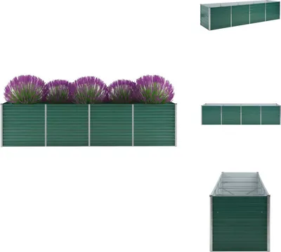 Zdjęcie produktu dla vidaXL Podwyższony kwietnik ogrodowy z ocynkowanej stali 320x80x77 cm Zielony - Donice i doniczki