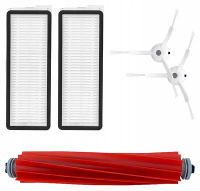 Produktbild von Zubehörset für Roborock Q Revo S, Pro, MaxV - 5 Teile - 2 weiße Seitenbürsten - Hauptbürste und HEPA-Filter