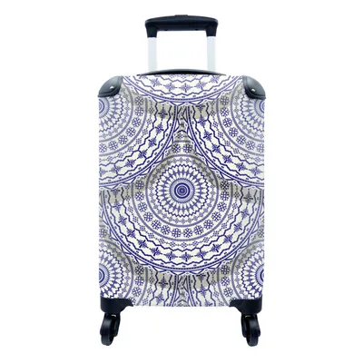 Produktbild von MuchoWow® Koffer Handgepäck Trolley Rollkoffer Kleine Reisekoffer mit 4 Rollen - Design - Delfter Blau - Muster - Cabin Size < 55x40x23 cm & 55x40x20 cm - Fotokoffer - Kabinenkoffer - Boardgepäck - Reise-Box - Reisekoffer - Reisegepäck - Koffer mit Bild - Trolley für Kinder