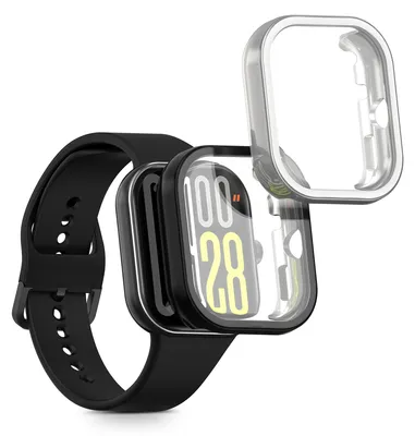 Produktbild von kwmobile 2x Silikon Hülle für Xiaomi Redmi Watch 5 / Redmi Watch5 eSIM Schutzhülle - Fullbody Display Cover Set aus Silikon - Schwarz Silber