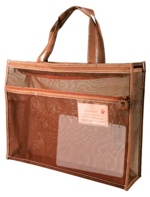 Produktbild von Kunstbedarfstasche aus Netzstoff – 43 x 33 x 11 cm, durchsichtiges Material, Kunstaufbewahrungstasche mit Reißverschlussgriff