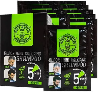 Obrázok produktu pre Mens Master Professional farbiaci šampón na čiernu farbu vlasov 10 x 25 ml