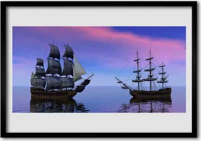 Produktbild von Bild 70x50 MDF-Rahmen Wandkunst Boote Landschaft Meer