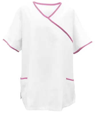 Produktbild von Schlupfkasack weiß, mit Paspel pink, Größe XS : XS : hot pink : 50% Baumwolle 50% Polyester