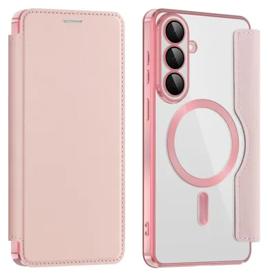 Image de Étui MagSafe pour Samsung Galaxy S26 Plus en similicuir avec protection RFID, rose