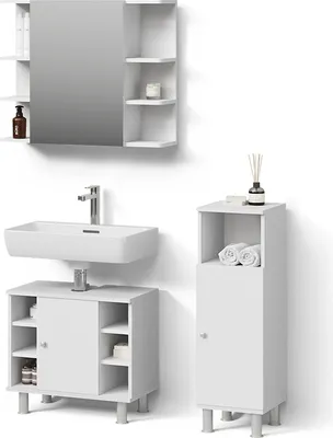 Produktbild von Badmöbel-Set Livinity Fucino Weiß 3 Teile, mit Midischrank, Model 52480