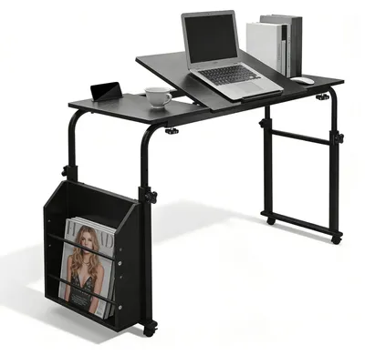 Produktbild von Überbetttisch höhenverstellbar 60-90 cm, breiteverstellbar 80-120 cm, mit Rollen, klappbares Tischblatt, für