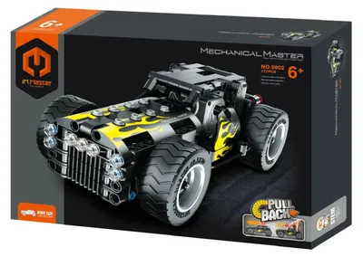 Produktbild von Bausatz für ein Auto im Maßstab 1:43, aus Kunststoff, 177 Teile, in einer Schachtel mit den Maßen 29x20x6 cm