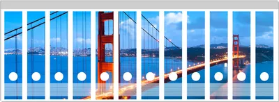 Produktbild von Wallario Ordnerrücken Sticker, selbstklebend für breite Ordner, 12 Stück, Motiv Golden Gate Bridge in San Francisco  USA