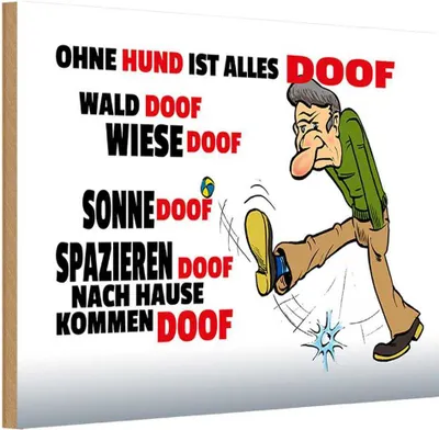 Produktbild von vianmo Holzschild 12x18 cm ohne Hund ist alles doof Tier Haustier