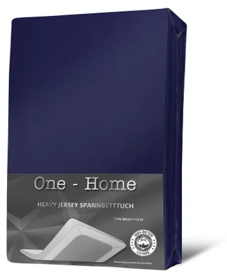 Produktbild von Jersey Spannbettlaken Spannbetttuch weiche Heavy Baumwolle mit Rundumgummizug, Farbe:Navy / Blau, Größe:180 - 200x200 cm Split Topper