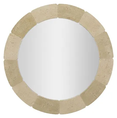 Produktbild von Runder Wandspiegel mit Rahmen in Steinoptik Ø 90 cm