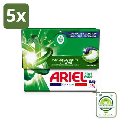 Produktbild von 5 x Ariel 3in1 Waschmittel Pods Original - Großpackung - 5 Stücke