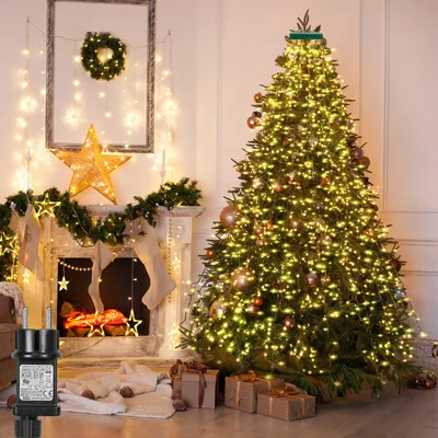 Produktbild von 2m LED Weihnachtsbaum Lichterkette, Warmweiß 8 Lichtmodi Timer Wasserdicht Weihnachtsbeleuchtung für Weihnachten Party Garten Deko