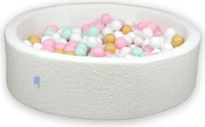 Image de Piscine à balles 110x30 Boucle Blanc - Avec 400 balles / blanc, menthe claire, rose clair, beige