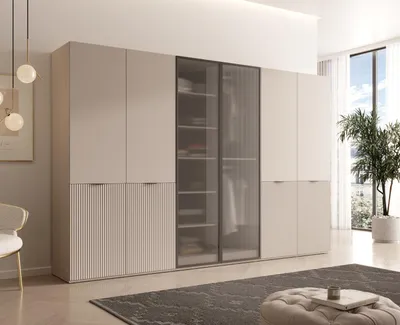 Produktbild von Masseno Drehtürenschrank ATELIO 303/200/51 cm Modern Kleiderschrank 6-türig Kaschmir