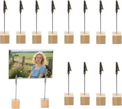 Produktbild von Set mit 12 Tischkartenhaltern mit Clips – Foto-/Menükartenhalter – Dekoration für Zuhause, Büro oder festliche Anlässe