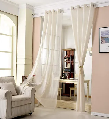 Produktbild von WOLTU Gardinen transparent mit Ösen Leinen Optik, Ösenschal Vorhang Stores Voile Fensterschal Dekoschal 140x225 cm, Creme, (1 Stück)