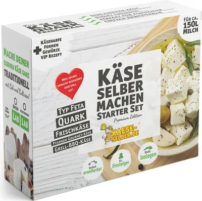 Produktbild von Käse selber machen Starter Set -Premium Edition- - Lab wählbar: mit Naturlab