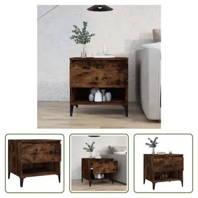 Zdjęcie produktu dla The Living Store stolik boczny dąb wędzony 50x46x50 cm materiał drewnopochodny