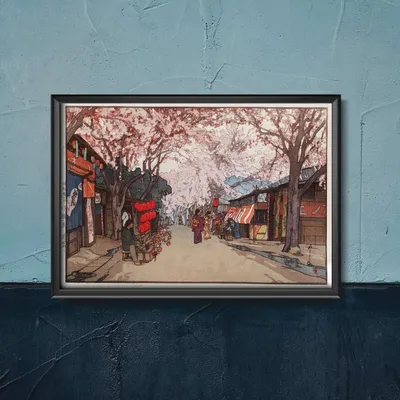Produktbild von Poster - Canvas - Leinwand - 59,4 cm x 42 cm - Kirsche Hiroshi Yoshida ukiyoe