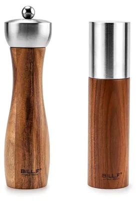 Image de Ensemble de deux moulins à sel et à poivre - Moulin à poivre manuel - Broyeur en céramique réglable - 20,5 cm - Remplissable