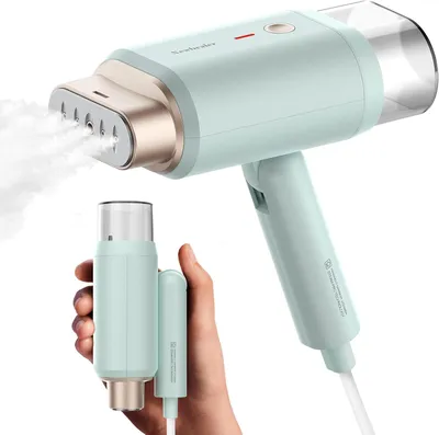 Produktbild von Reisebügeleisen & Steamer 1200W, 2 Dampfstufen, 20s Aufheizen, Kompakt & Tragbar, 180ml Wassertank, Trocken- & Dampfbügeln für Kleidung