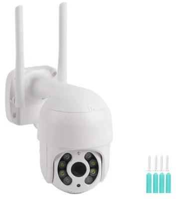 Immagine prodotto di Telecamera dome PTZ da 2 pollici, resistente all'acqua (IP66), con risoluzione 1080P, connessione WiFi, 8 luci a infrarossi e funzione di sorveglianza, compatibile con Icsee