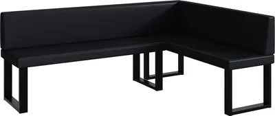 Produktbild von MEBLINI Eckbank für Esszimmer - Küchenbank - Essecke - Sitzecke Küche - ERIC - U-Beine 142x196x87cm Rechts - Schwarz Kunstleder