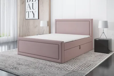 Produktbild von Boxspringbett GERI 180 x 200 mit 2 Bettkästen, Bonell-Matratze und Topper. Farbe: Rosa
