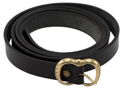 Produktbild von Mittelalterlicher Ledergürtel mit Messingschnalle, 160 cm, Schwarz