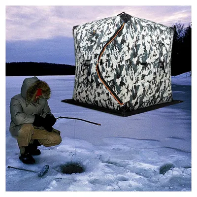 Produktbild von Eisangelzelt, Angelzelt Storm | Tragbares Zelt für das Eisfischen, Unterstand für Angler, thermische Hütte mit winddichten Seilen - Campingzelt