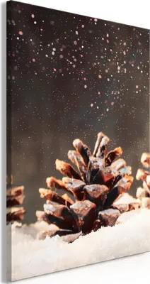 Produktbild von Vliesstoff Leinwandbild - Winter Pine Cone (1 Part) Vertical 80x120 cm Blumen b-C-0723-b-a