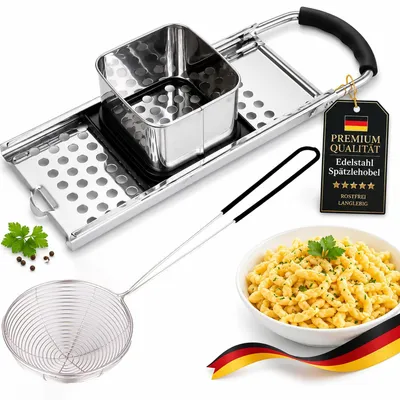 Productafbeelding van Spatel voor spätzle met deegschuit en schuimspaan, roestvrij staal