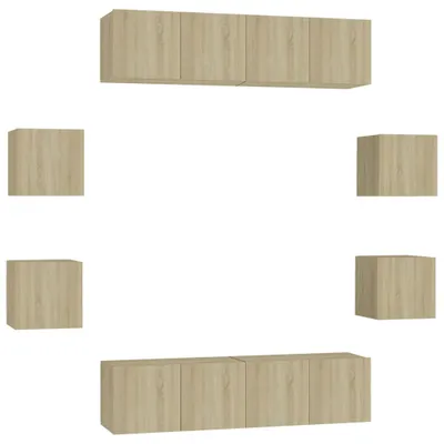 Immagine prodotto di vidaXL Set di 8 mobili TV in legno composito rovere Sonoma