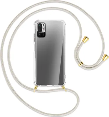 Produktbild von Handykette Backcover-Schutzhülle mit Band (Metall goldfarben) für Xiaomi Redmi Note 10 5G - broken white