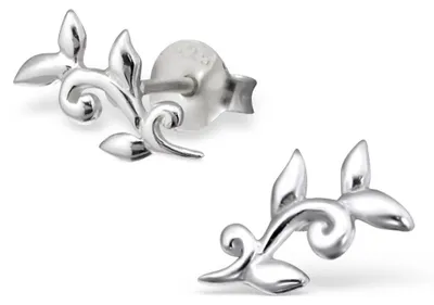 Produktbild von Silber Ohrstecker Blumen Blätterranke