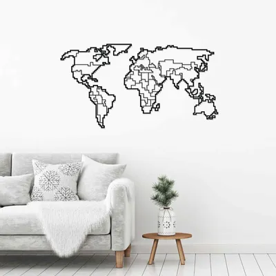 Obrázok produktu pre Kovová dekorácia na stenu SVETOVÁ MAPA, čierna