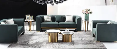 Produktbild von Rund Tisch Couch Marmor Runde Tische Beistell Edelstahl Doppel Set 2tlg Möbel