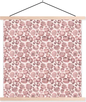 Produktbild von MuchoWow® Textilposter Pantherdruck - Aquarellfarbe - Rosa 40x40 cm mit holzfarbenen Rahmen - Posterleiste