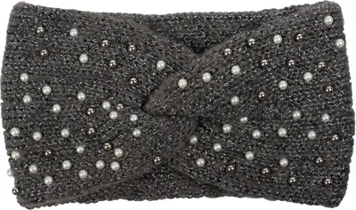 Produktbild von styleBREAKER Damen Strick Stirnband mit Perlen, Metallic Garn und Twist Knoten, warmes Winter Haarband, Headband 04026029
