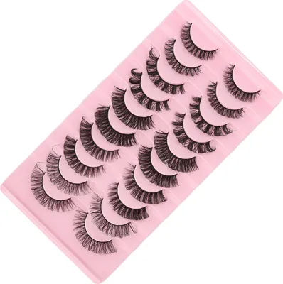 Image de 10pcs Set de faux cils fait main DD Curl Thickness Multilayer Fake Eyelashes for Lady