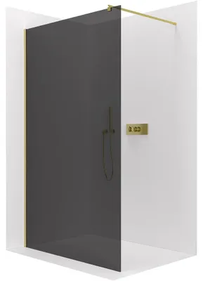 Immagine prodotto di CERANO - Box doccia Walk-in Onyx Round L/P - 8 mm - montante rotondo - finitura dorata, vetro grafite - 60x200 cm