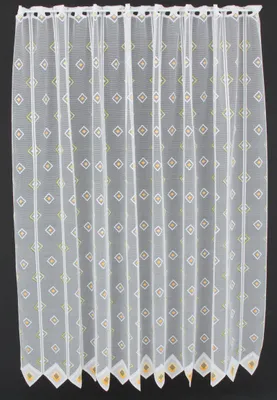 Produktbild von Gardinen Kranzusch Scheibengardine Quadrate 150x1035 cm H/B weiß gelb grün Bistrogardine Vorhang Küche 1er Pack
