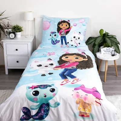 Immagine prodotto di Gabby's Dollhouse Cosy biancheria da letto in poliestere, 140x200 cm & 70x90 cm