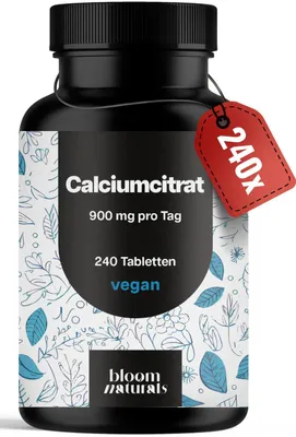 Produktbild von Bloom Naturals Calciumcitrat 240 Tabletten 900 mg Calcium