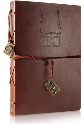 Obrázok produktu pre Kožené fotoalbum, scrapbook, vintage štýl, 60 strán, čierna farba, veľkosť 27,5 x 20,5 cm, nápad na darček