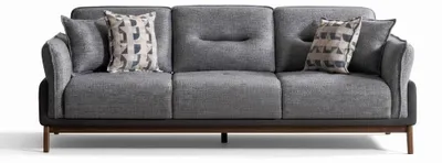 Productafbeelding van Driepersoonsbank, donkergrijs, moderne stijl, houten frame, zachte armleuningen